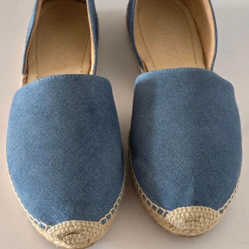 Jimmy Choo Dreya Denim Leather d'Orsay Espadrille Size 41/US11